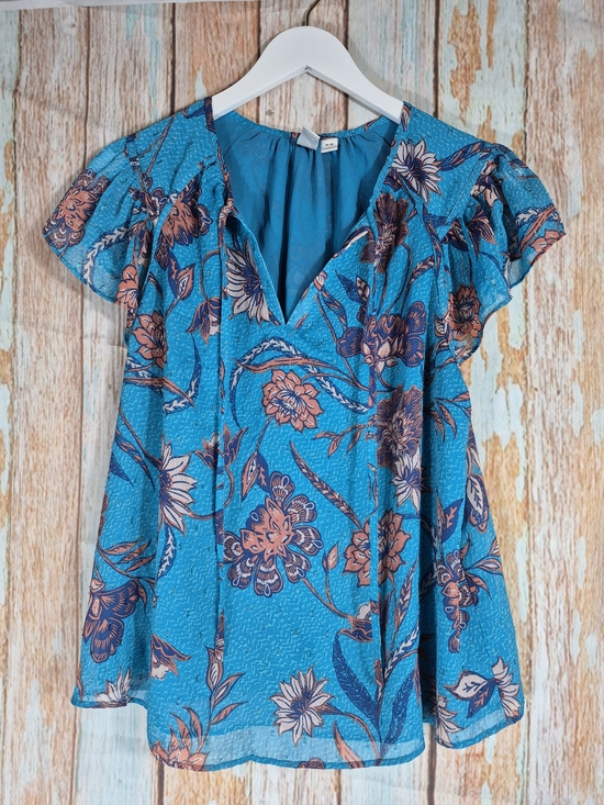 Joie Tops - Joie Women's Katya Blue Floral V-Neck Flutter Sleeve Top Size M